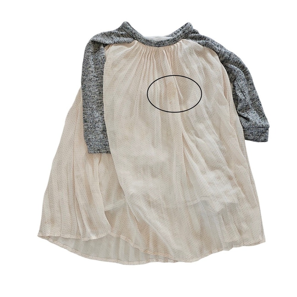 Baby Gap Toddler Dress 3T Pink Pleated Knit Sleeve Metallic Stained Front #993
